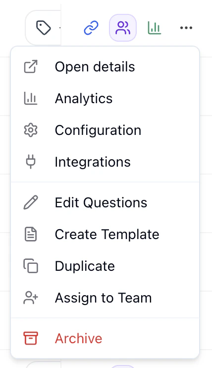 Actions menu with Duplicate