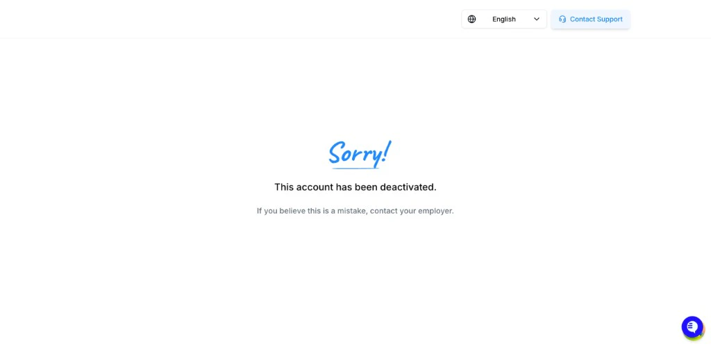 Candidate account deactivated screen