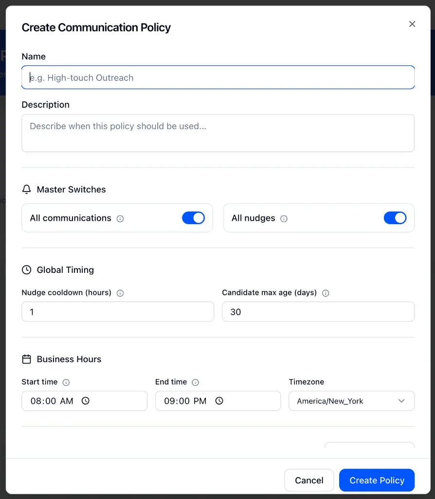Create a communication policy