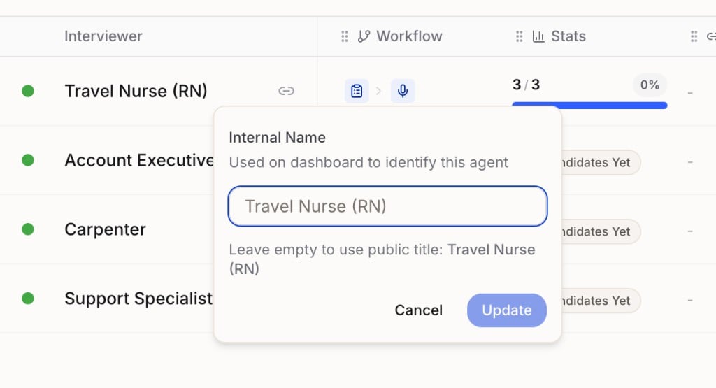 Internal Name modal with option to leave empty and use public title