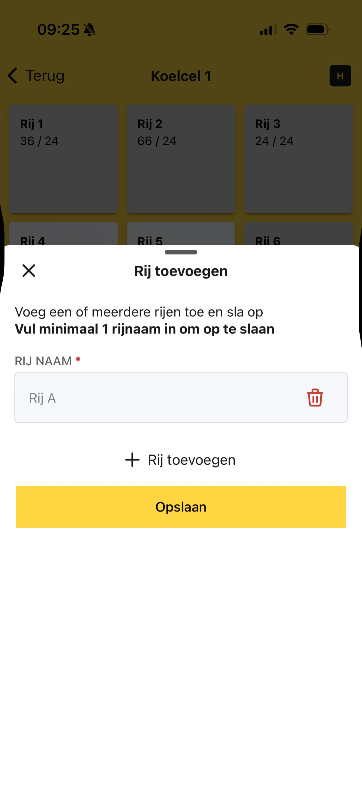 Scherm om een of meerdere rijen aan te maken