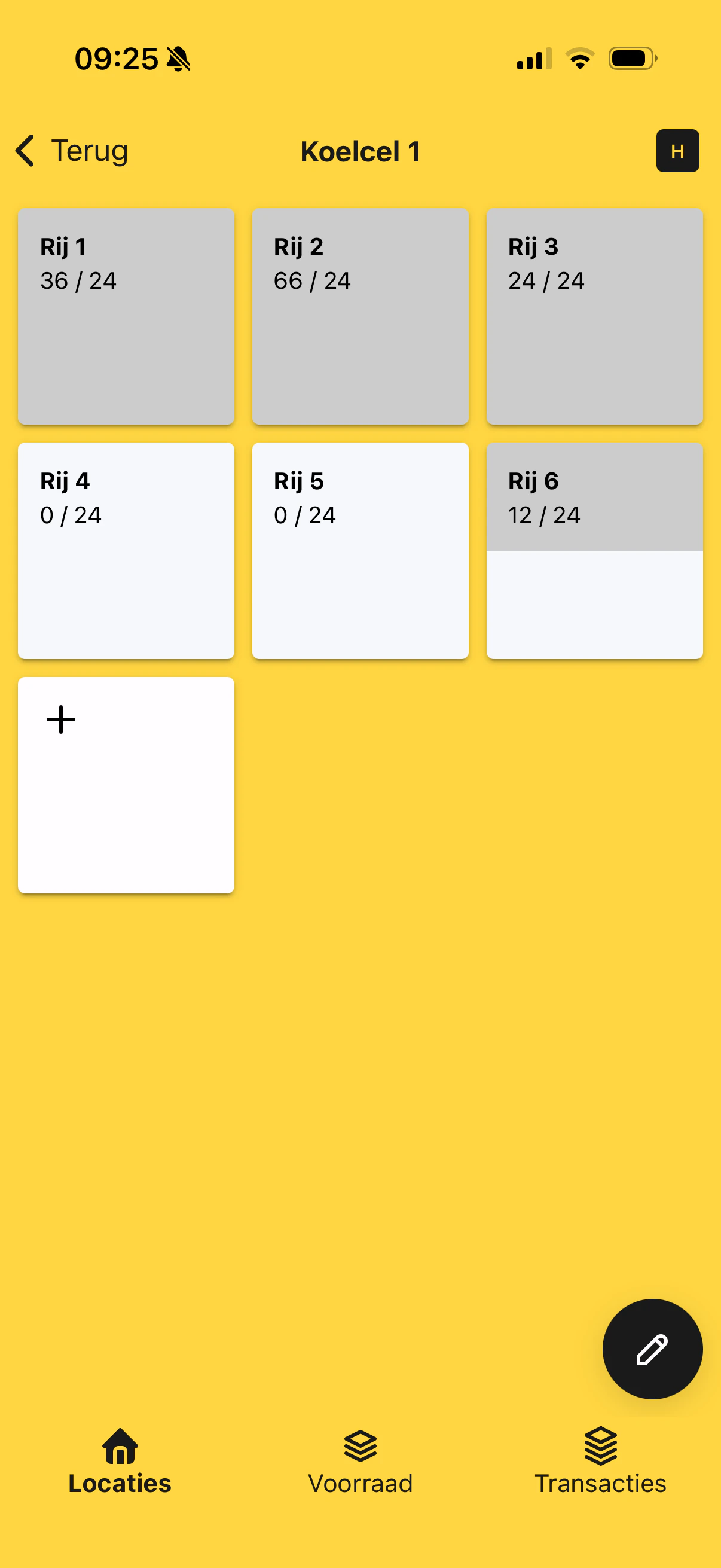 Het rijenoverzicht in de HeyStack app