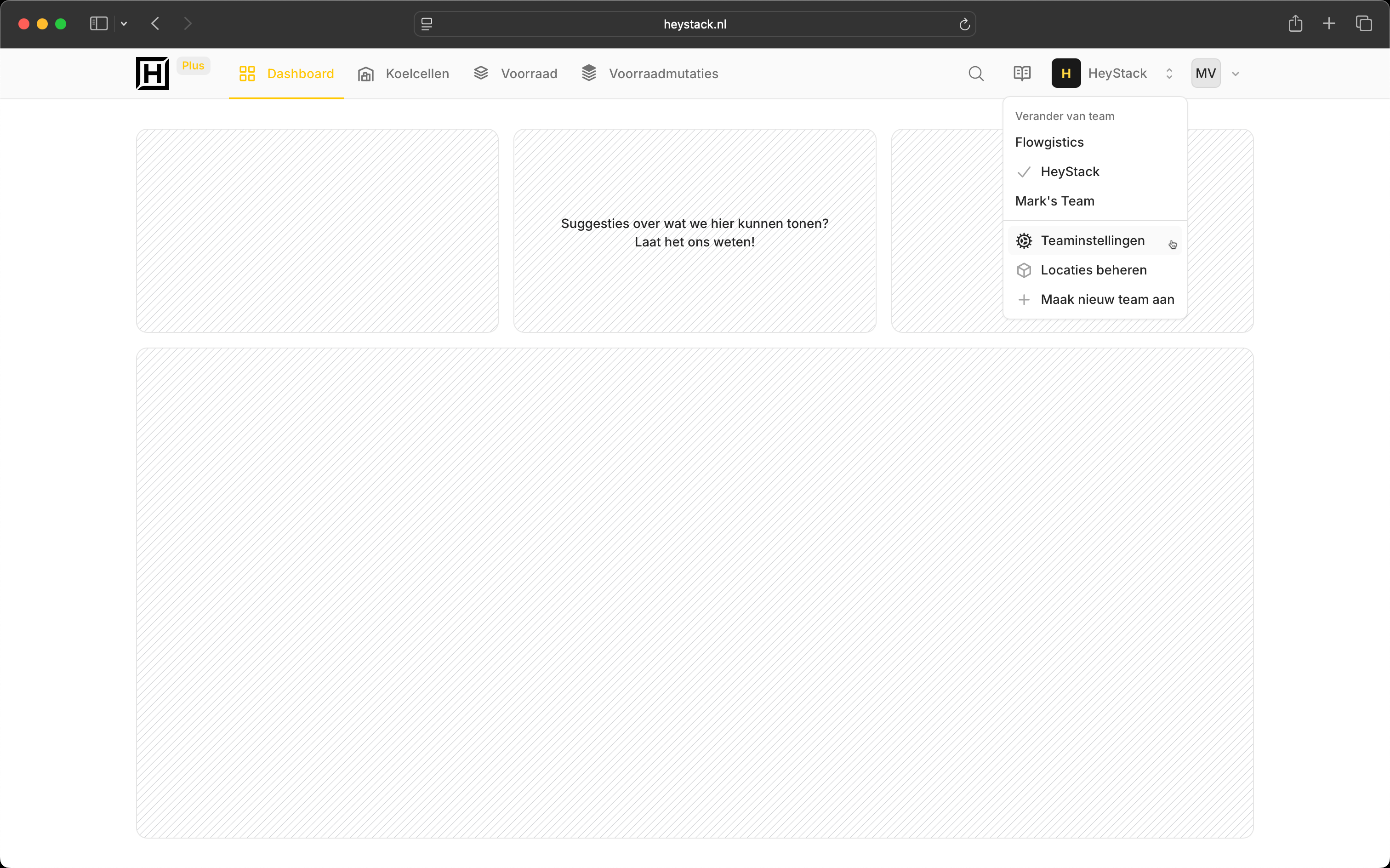 Open het teammenu in het webportaal en klik op Teaminstellingen of Locaties beheren