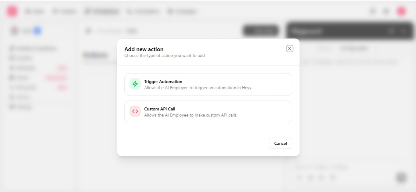 Custom API action builder