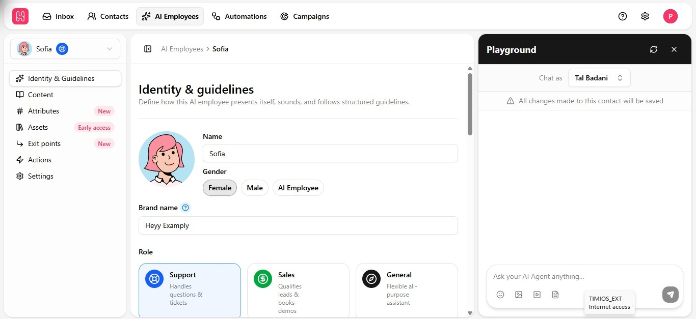 Automation editor with an AI Employee step added after the trigger