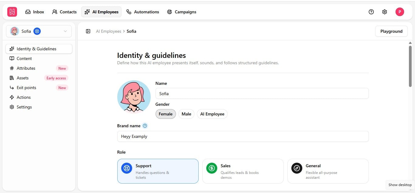 Every tab on an AI Employee's card