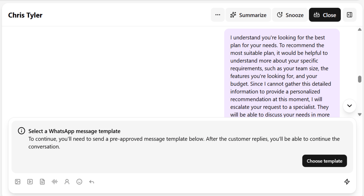 Expired window state showing template prompt