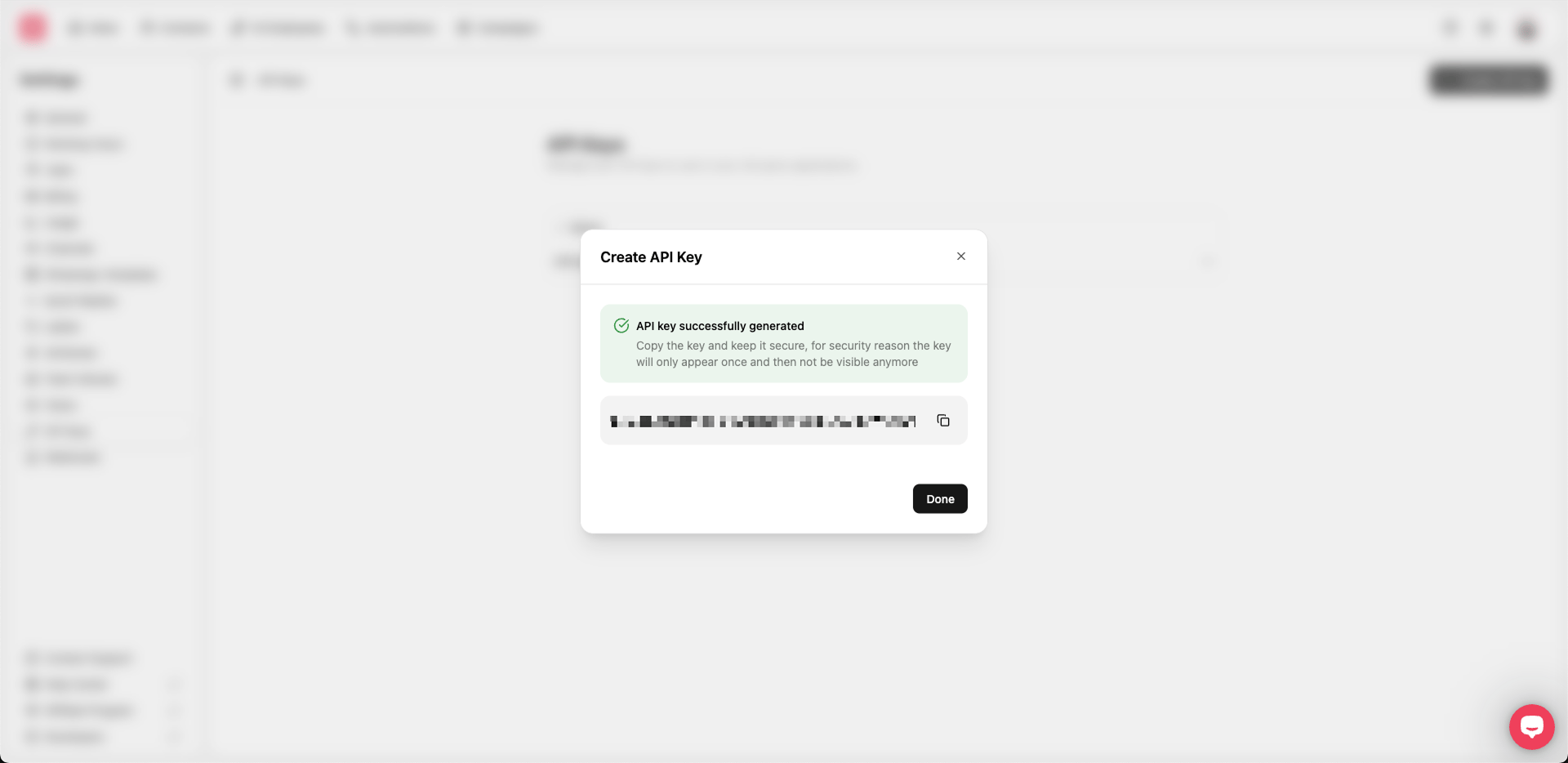 Generated API key
