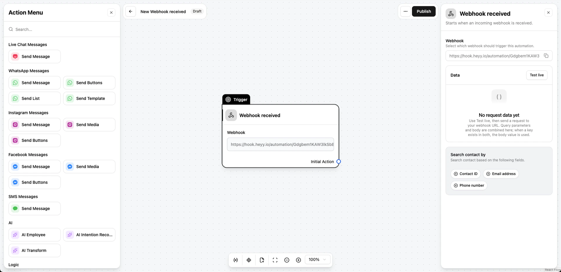 Webhook received automation trigger