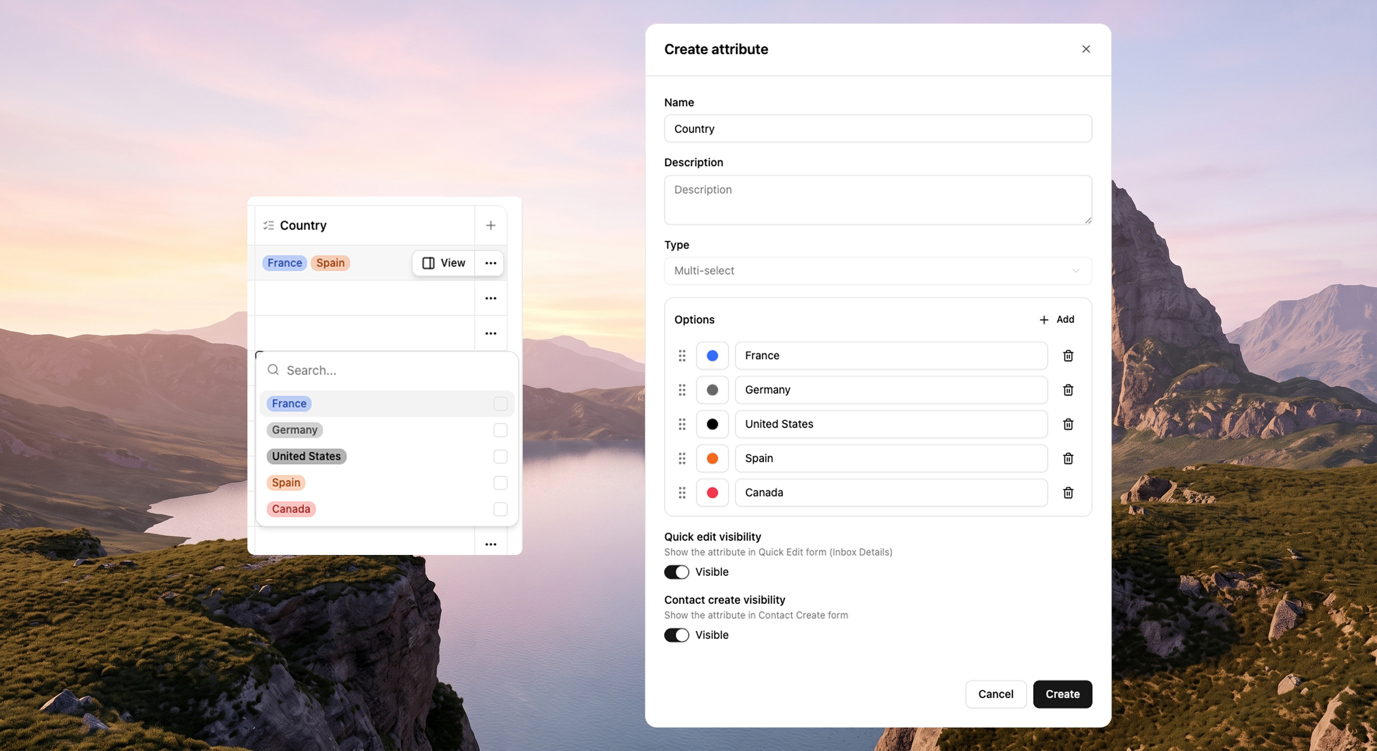 Multi-select contact attribute