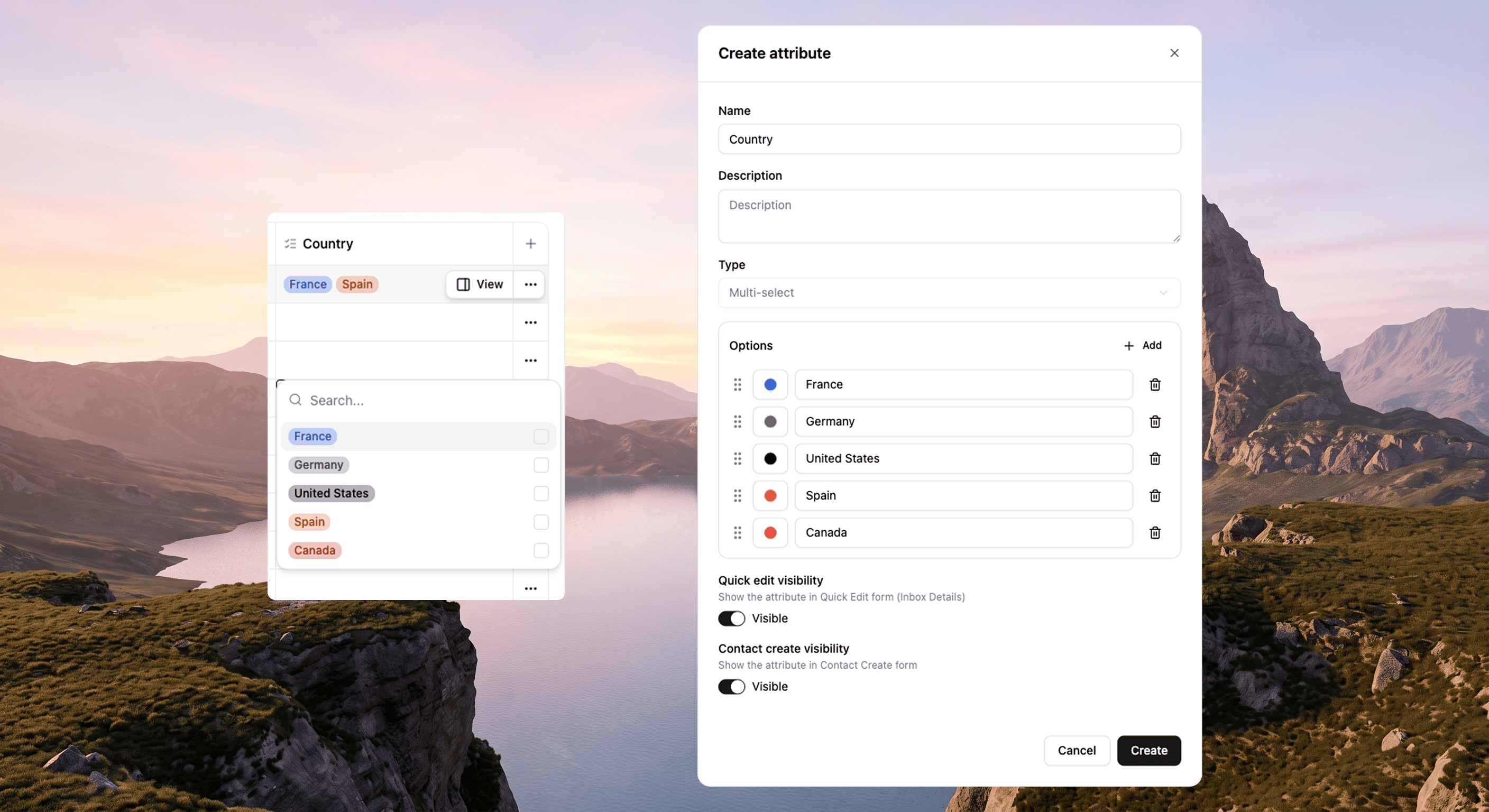 Multi-select contact attribute