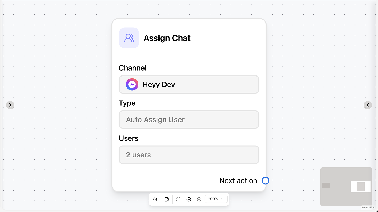 Assign chat action
