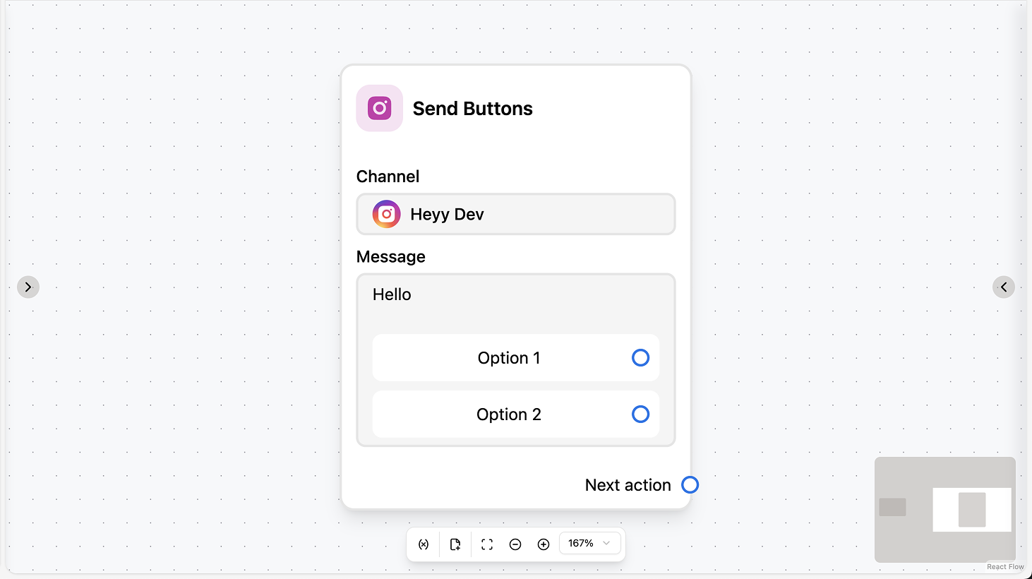 Instagram buttons action
