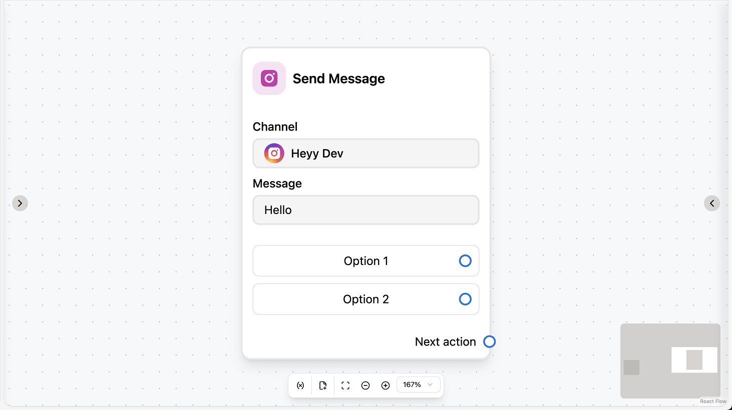Instagram message action