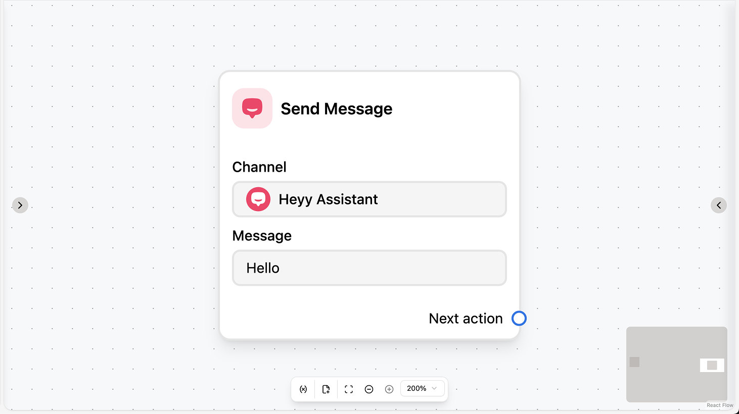 Live chat message action