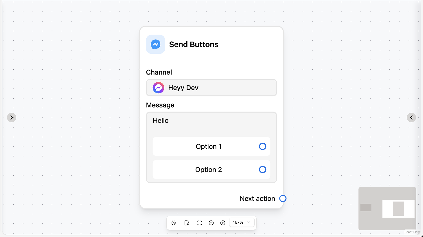 Messenger buttons action