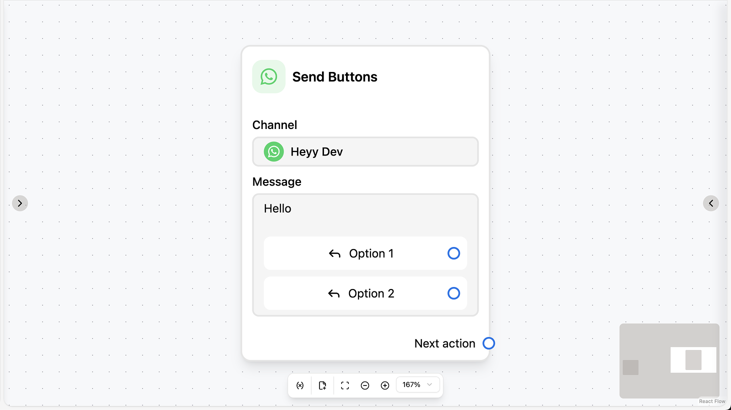 WhatsApp buttons action