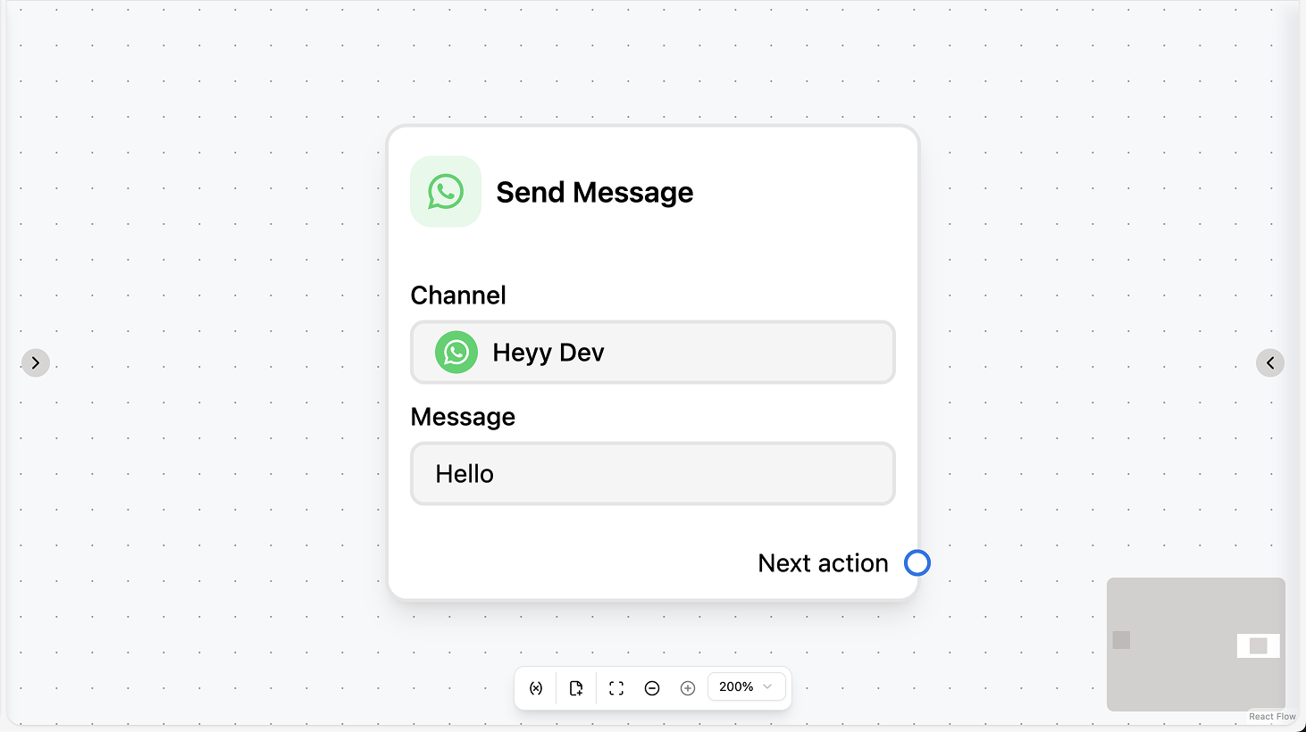 WhatsApp message action