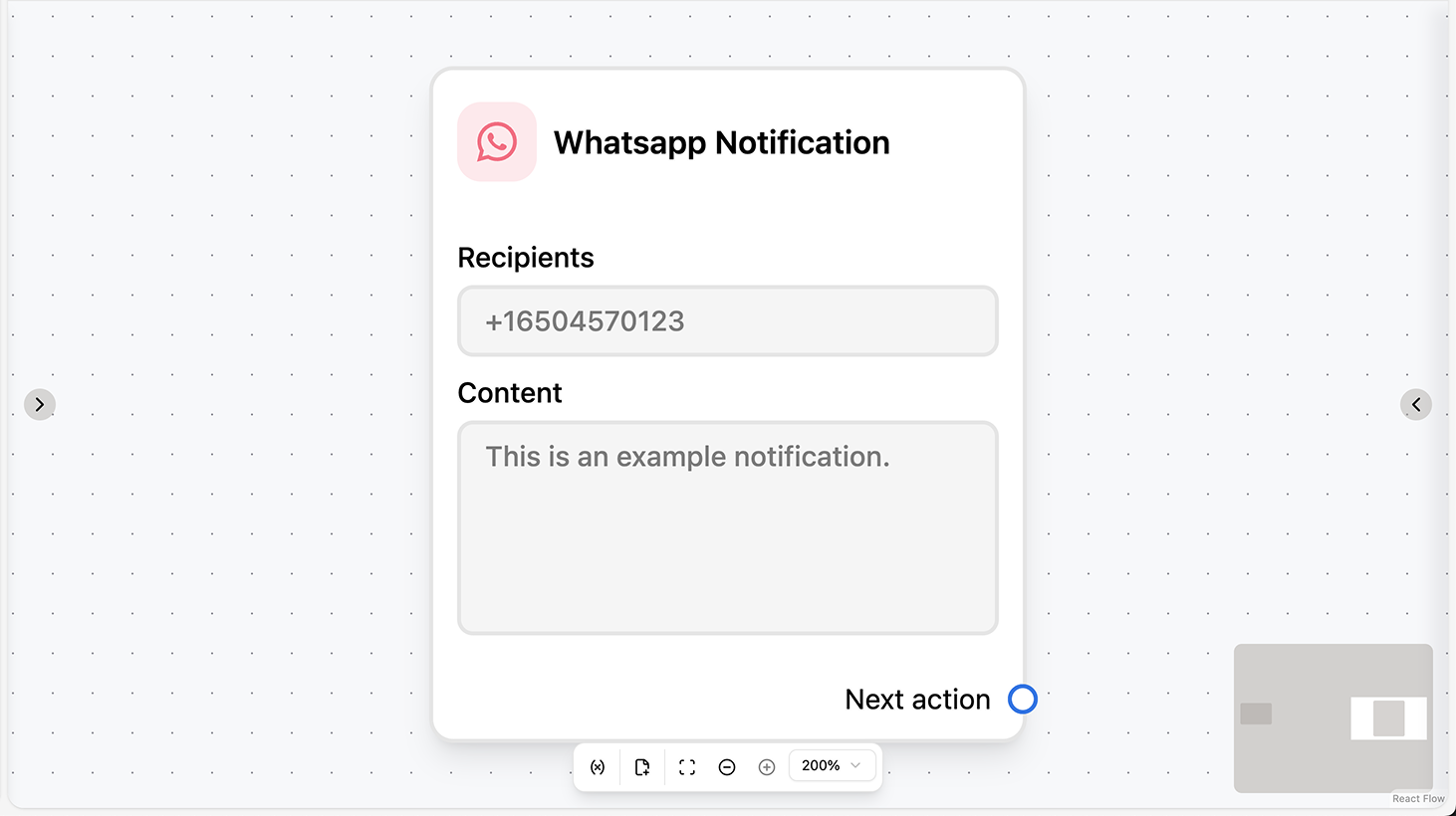 WhatsApp notification action