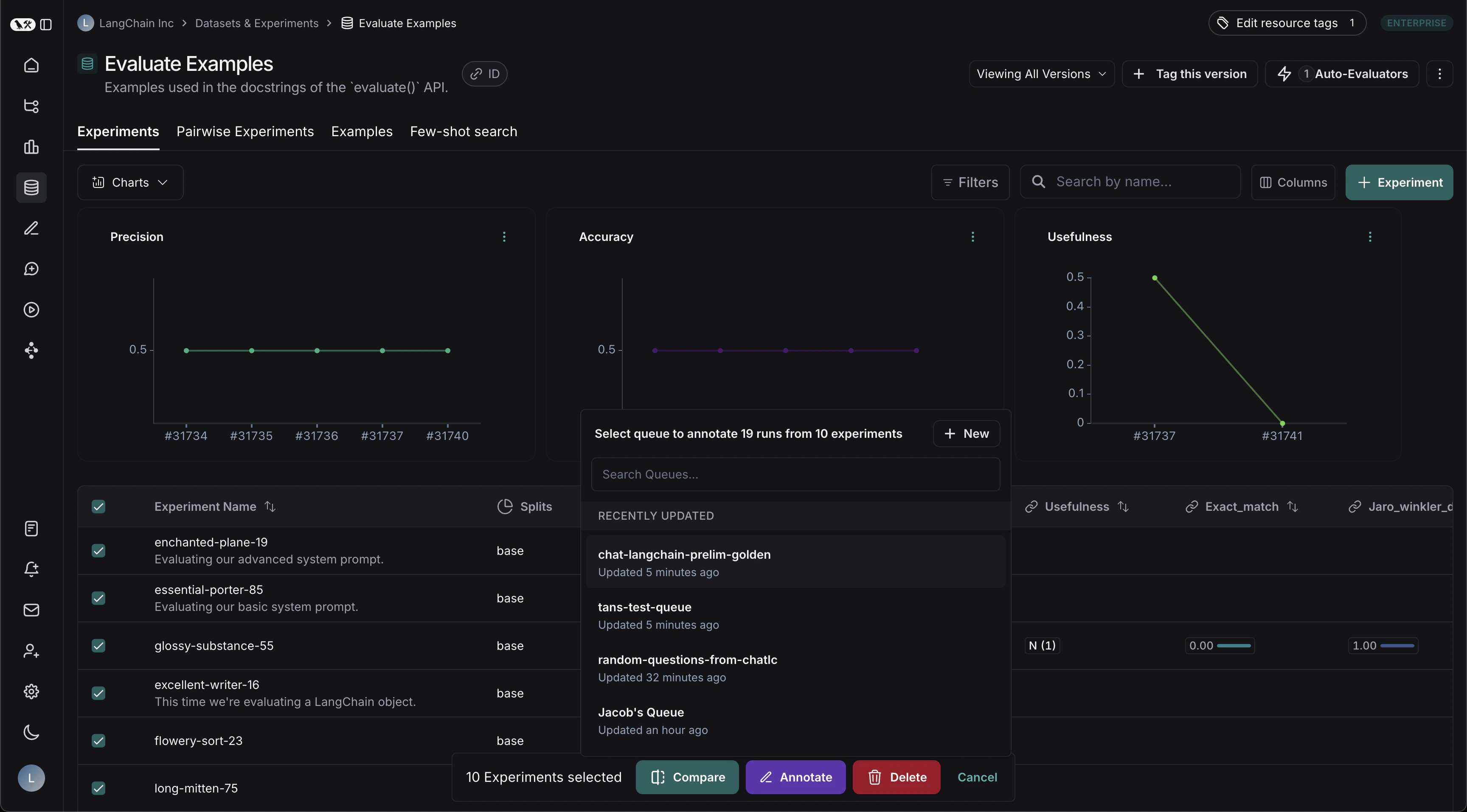 已选择的实验,页面底部有“标注”按钮。