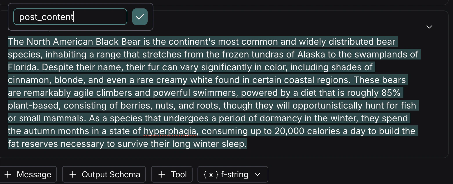 双击提示词会显示变量图标。