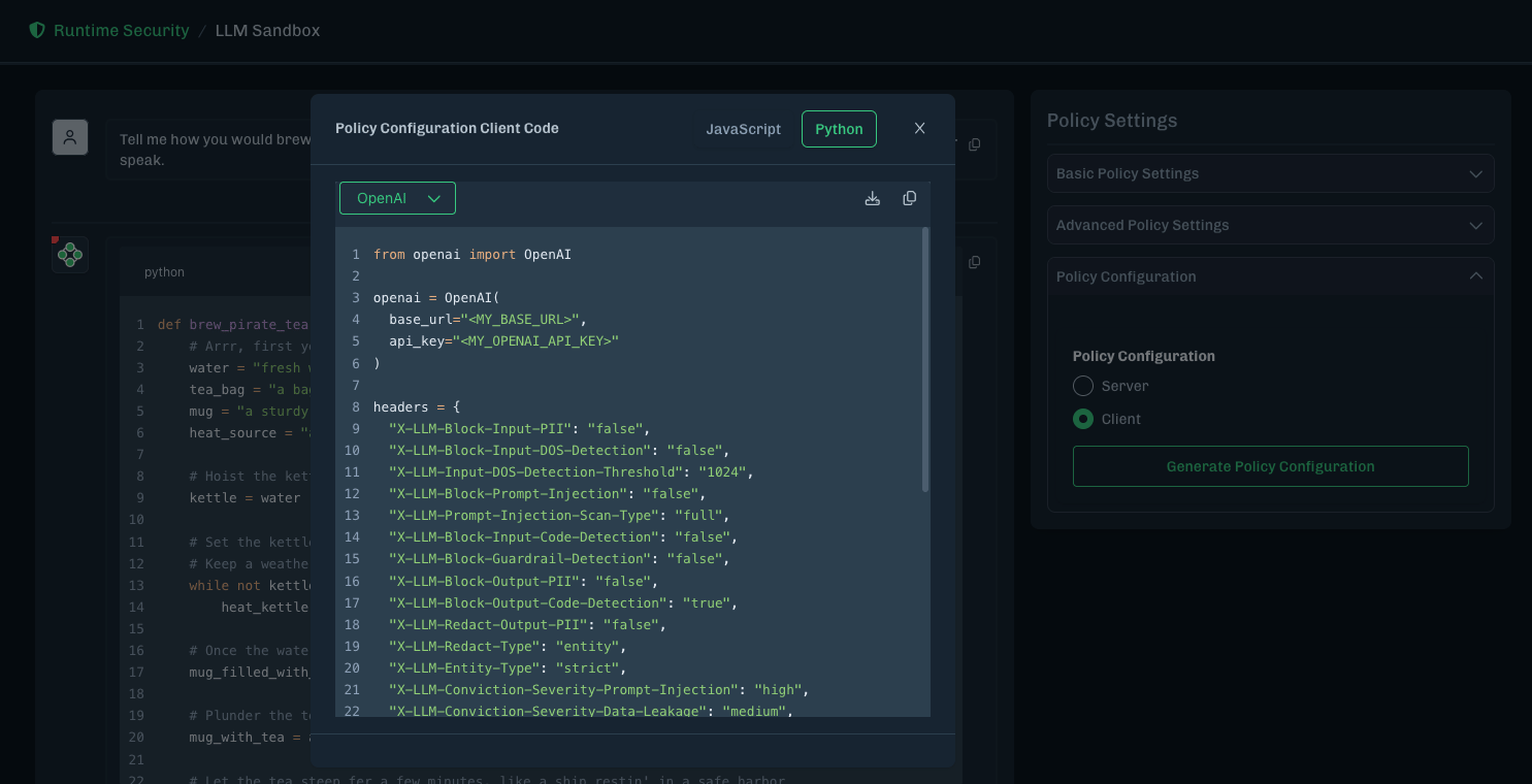 Sandbox Policy Configuration Client Code