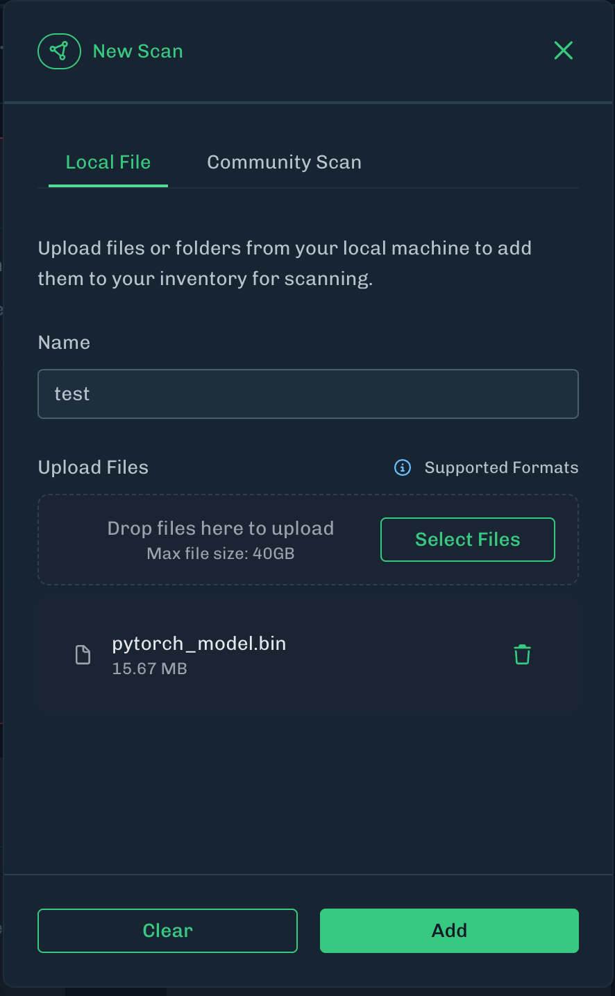Scan Local Model Select File