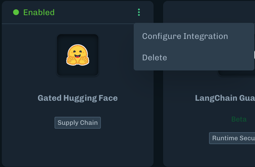 Gated Hugging Face menu