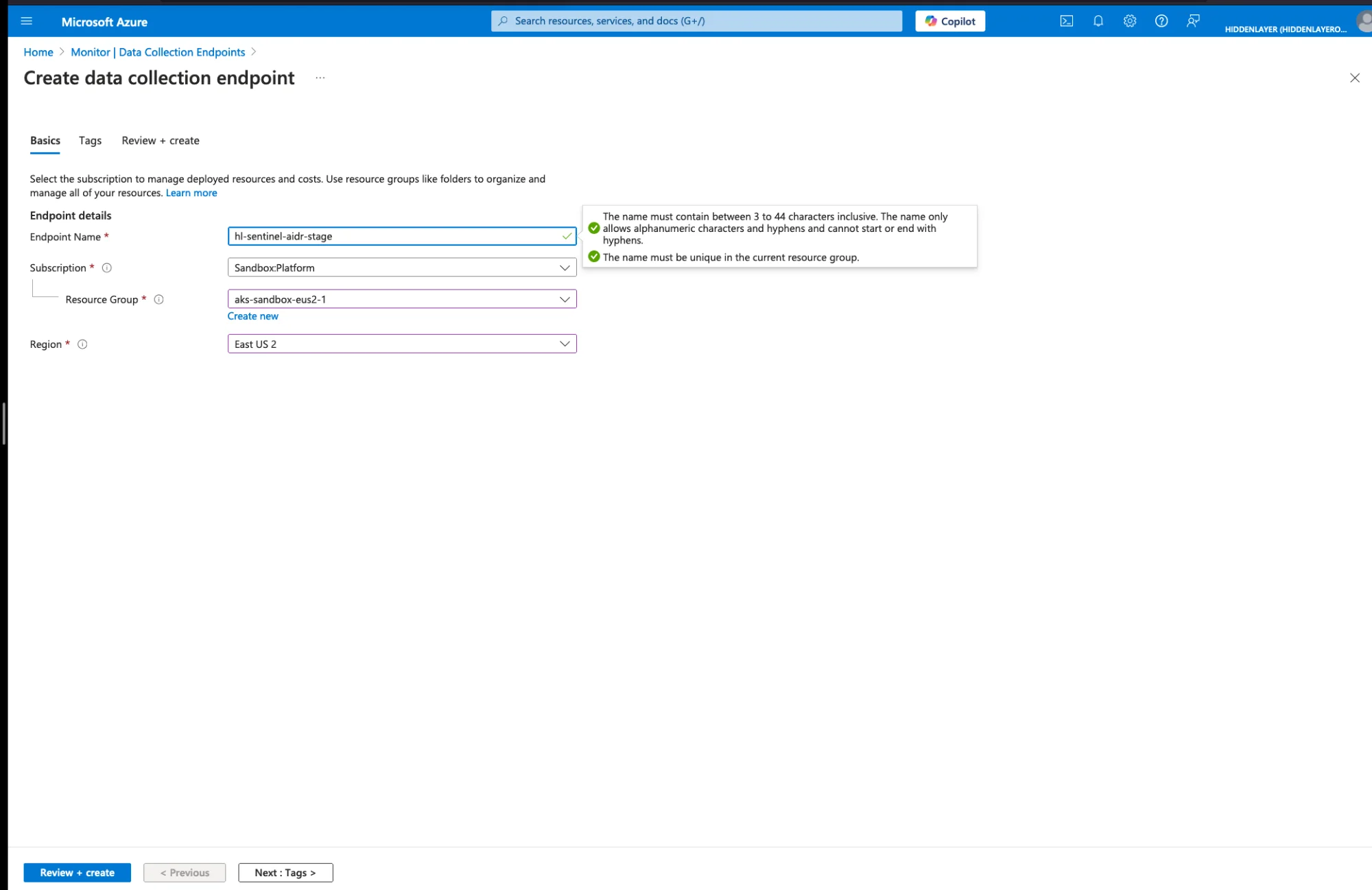Create a Data Collection Endpoint