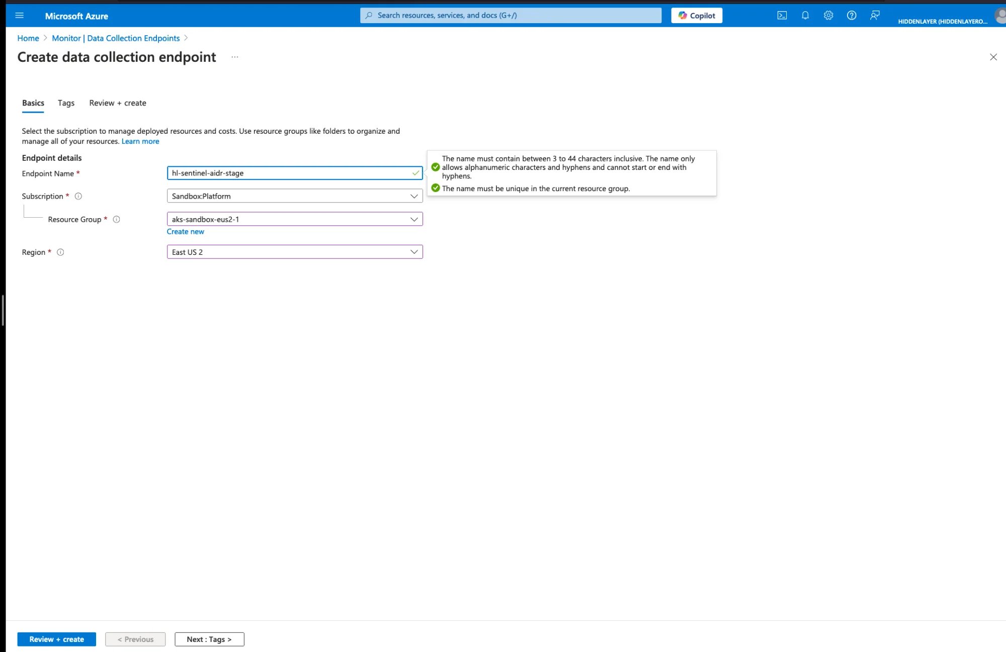 Create a Data Collection Endpoint