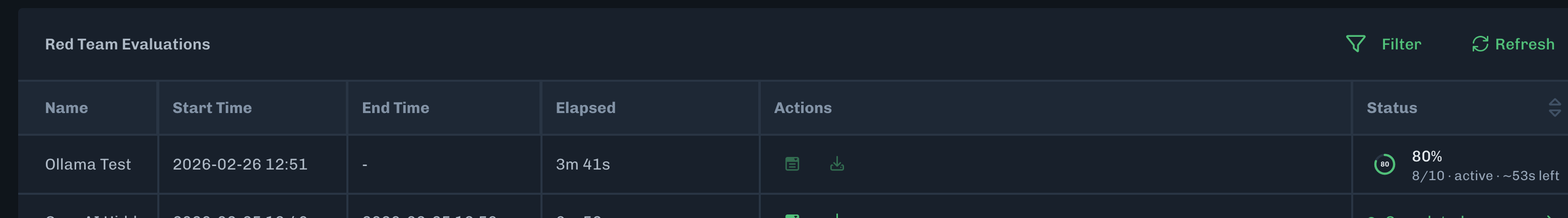 View of an in-progress Attack Simulation in the console UI