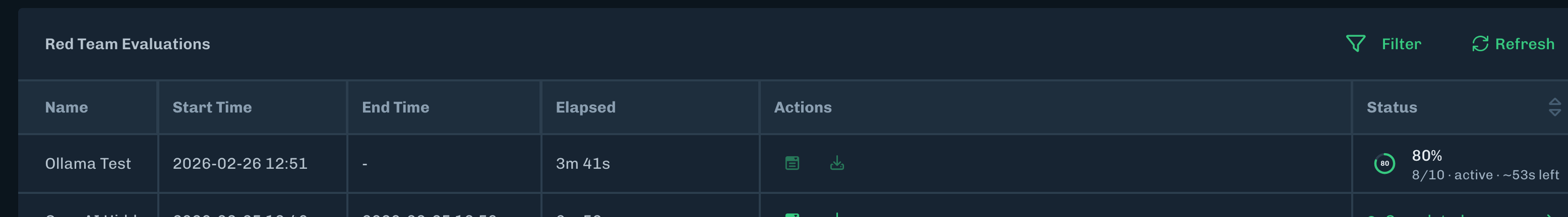 View of an in-progress Attack Simulation in the console UI