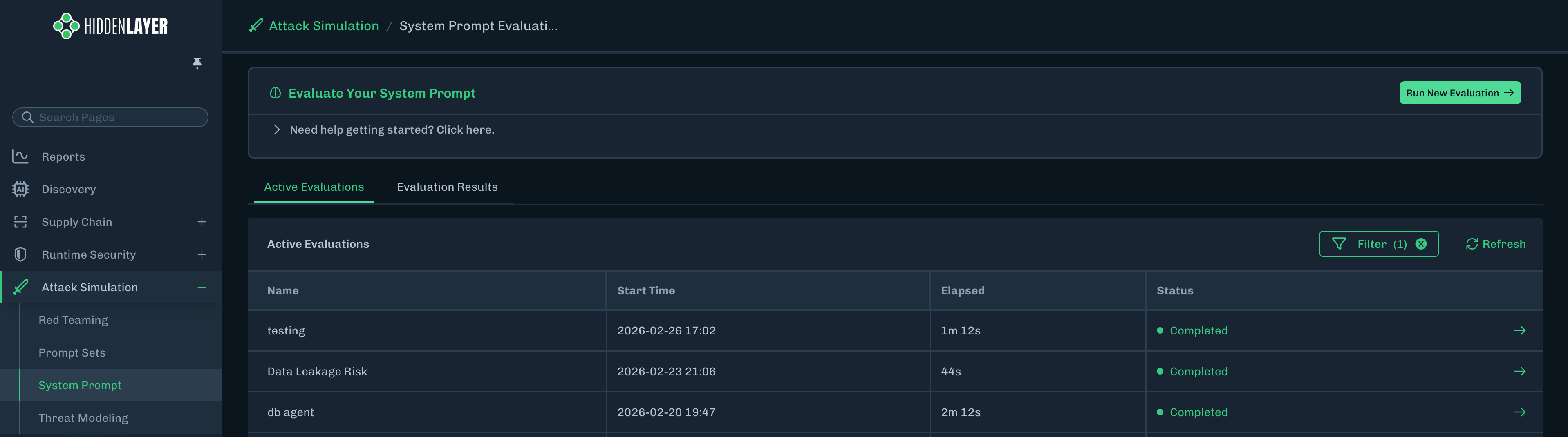 System Prompt table