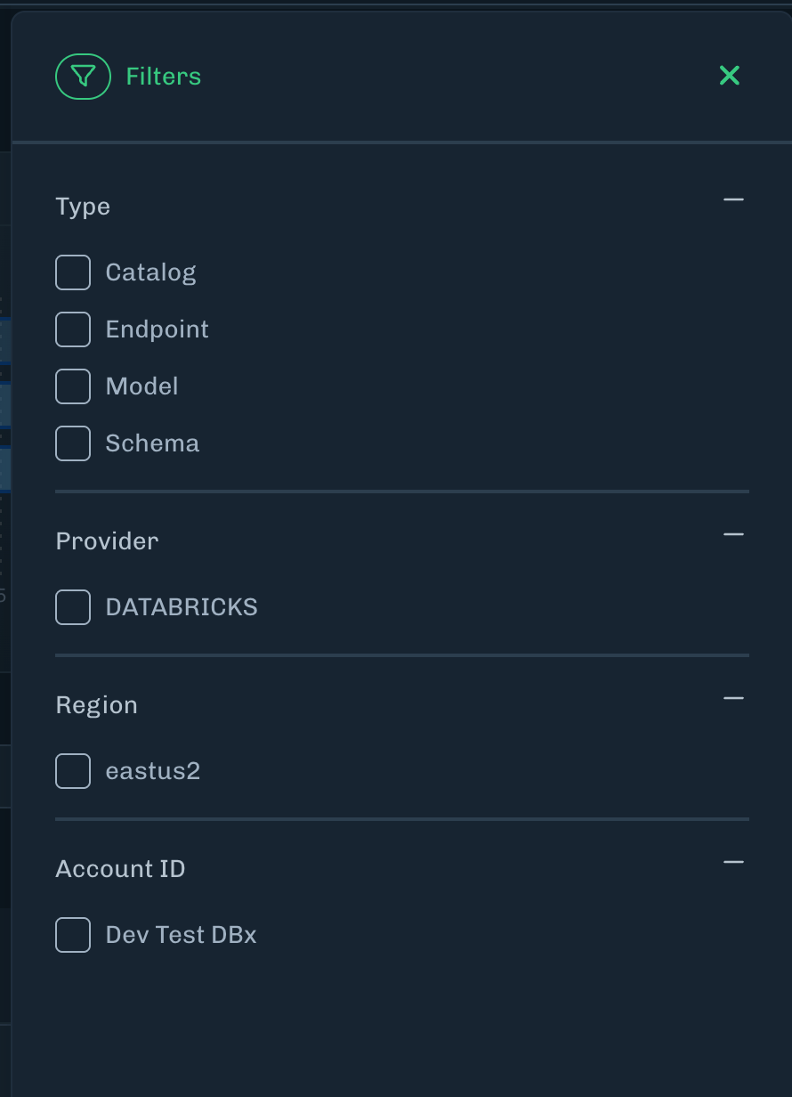 AI Asset Discovery filters