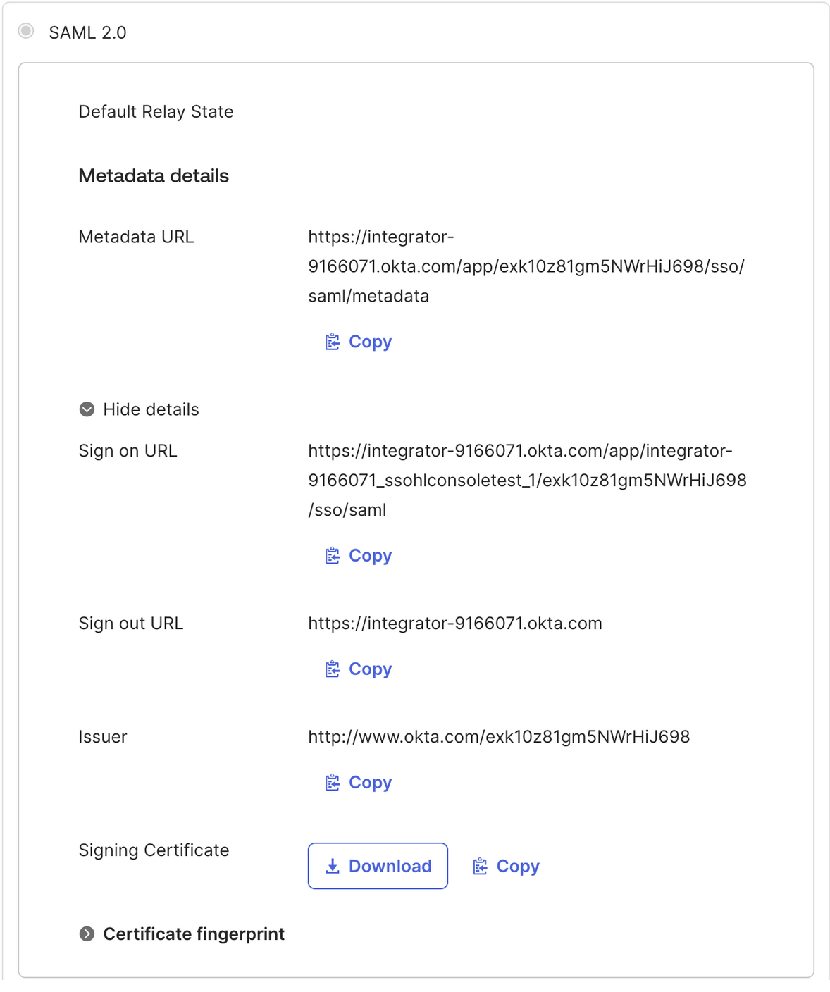 Okta Sign On Methods Expanded Details