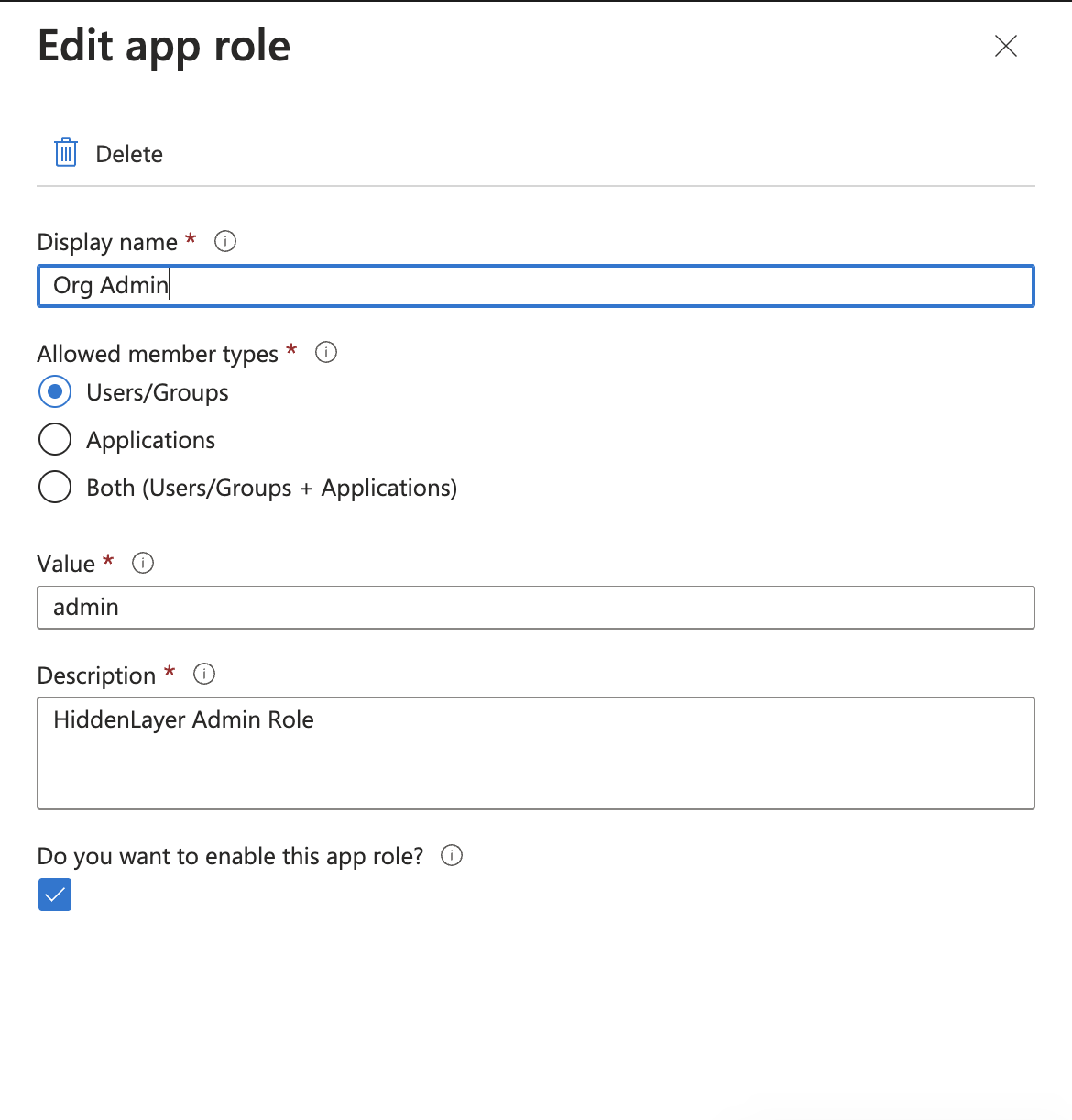 Microsoft Entra SAML App Role Admin
