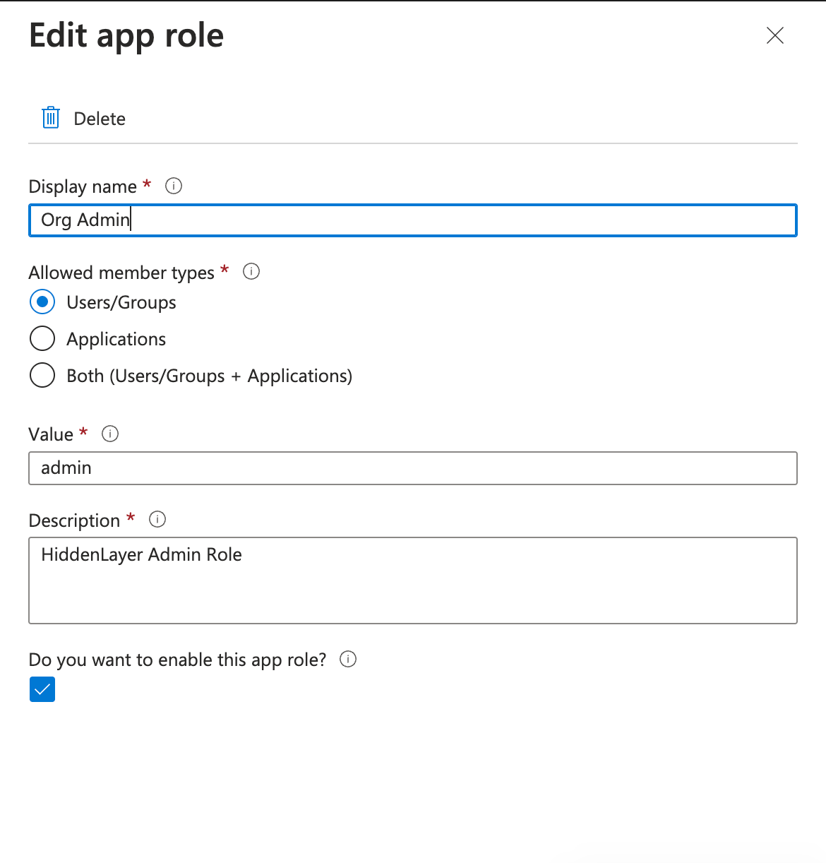 Microsoft Entra SAML App Role Admin