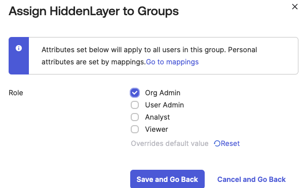 Okta Profile Editor HiddenLayer Role Assign to Group