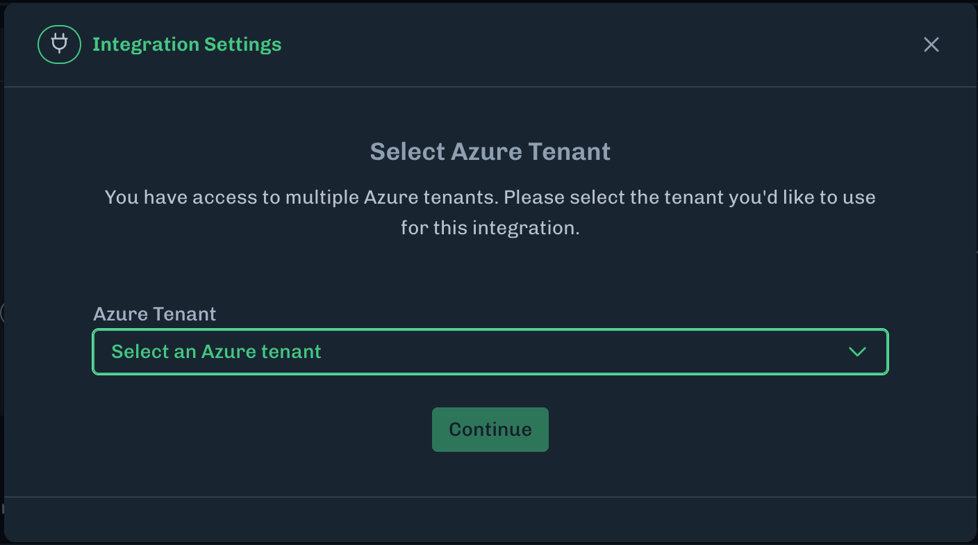 Azure Integration Tenant Selection