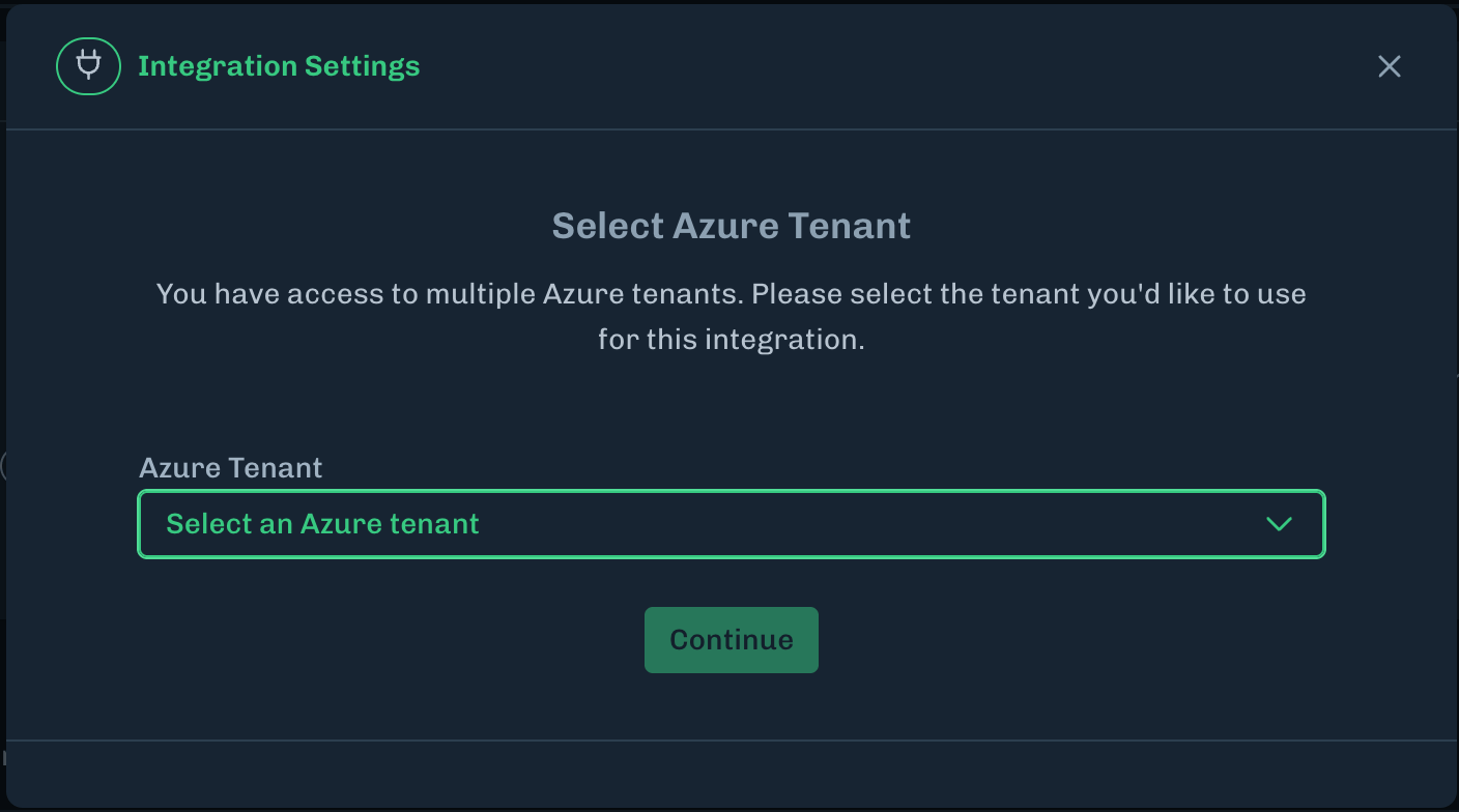 Azure Integration Tenant Selection