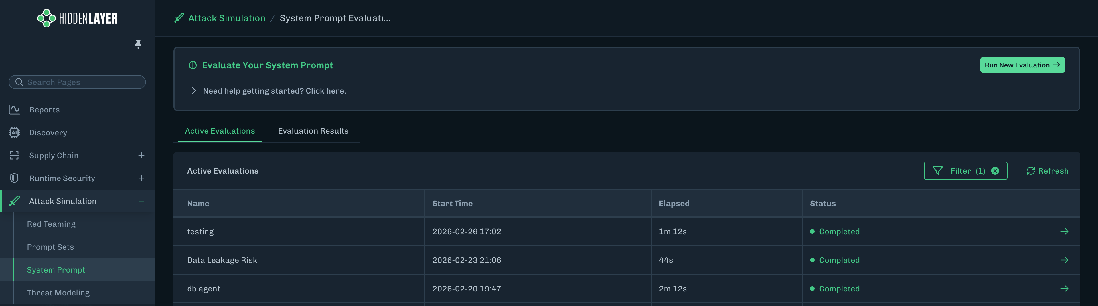System Prompt table