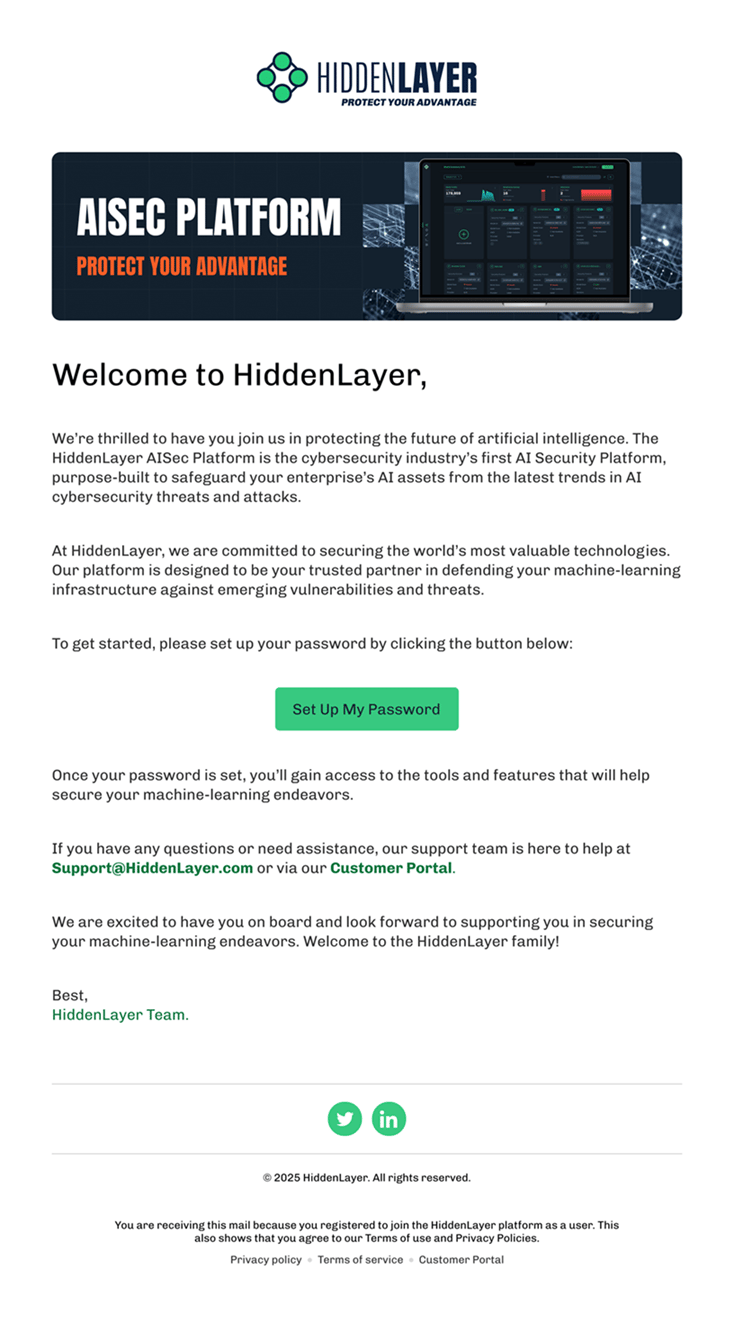 Set Up Password Email