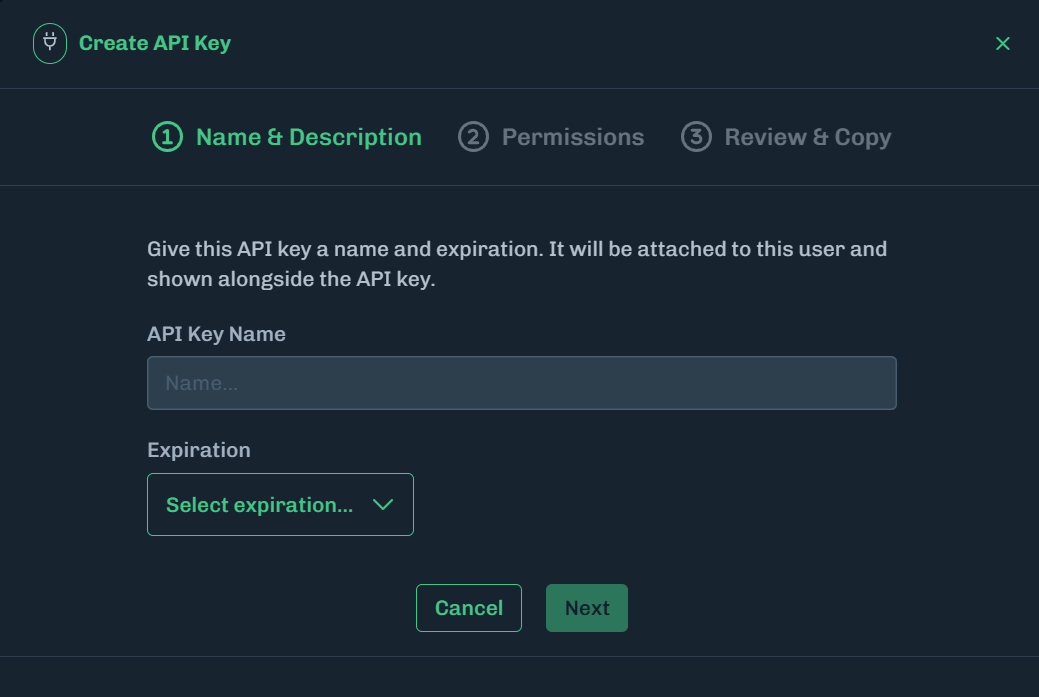 Enter API Key Name