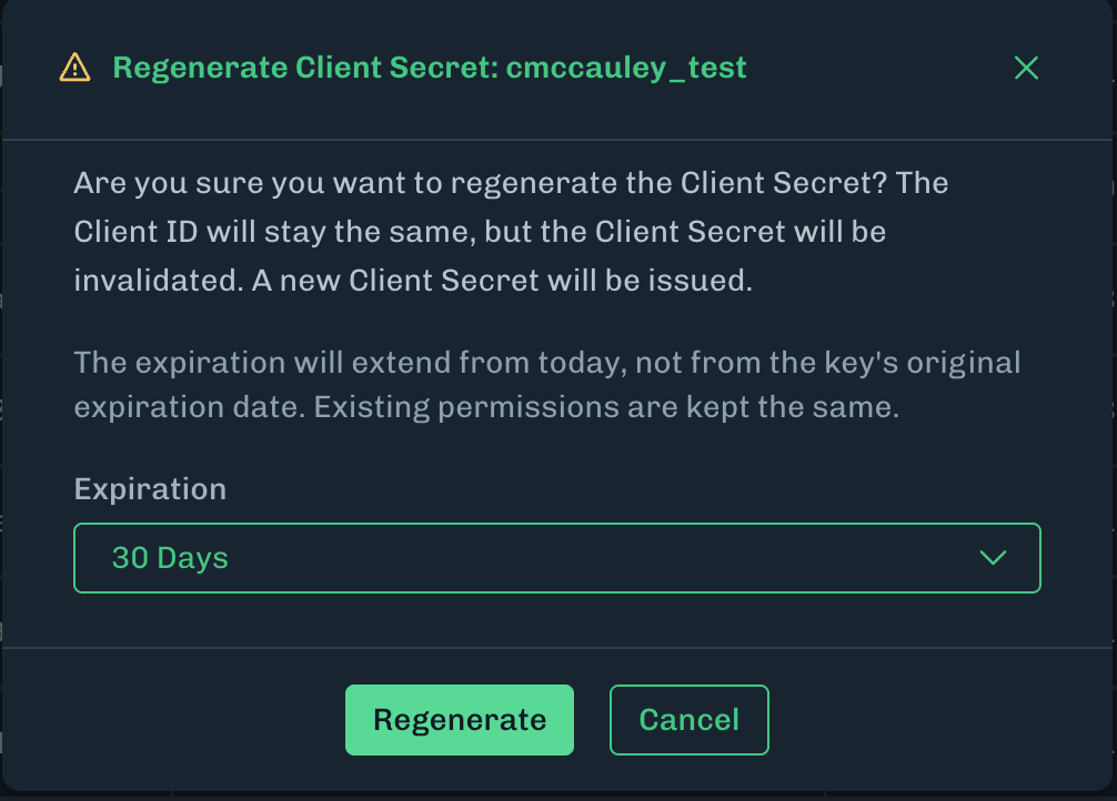Regenerate Client Secret