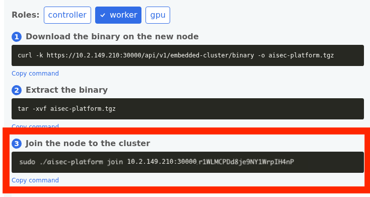 Join node to cluster