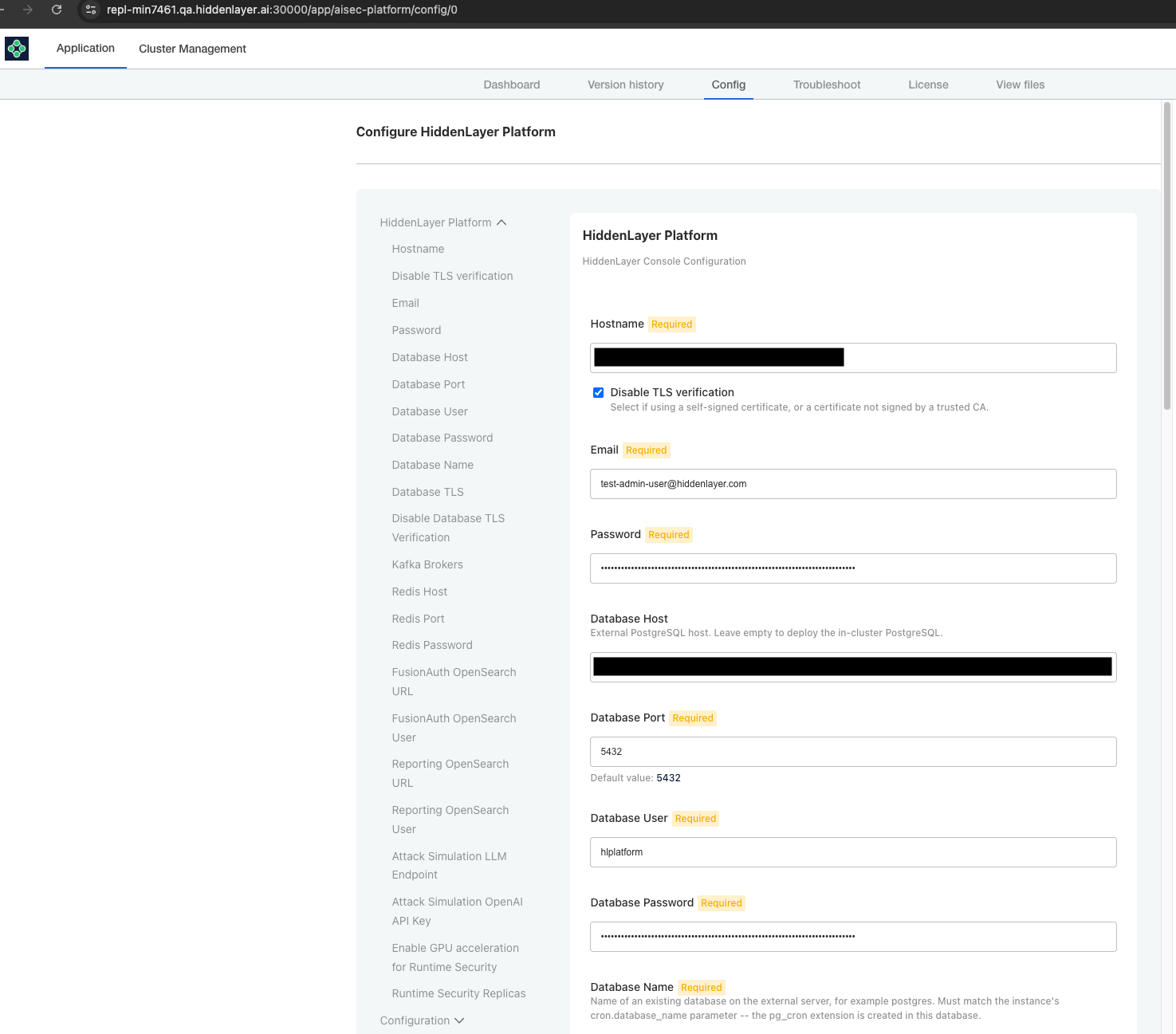Configure HiddenLayer Platform - Hostname