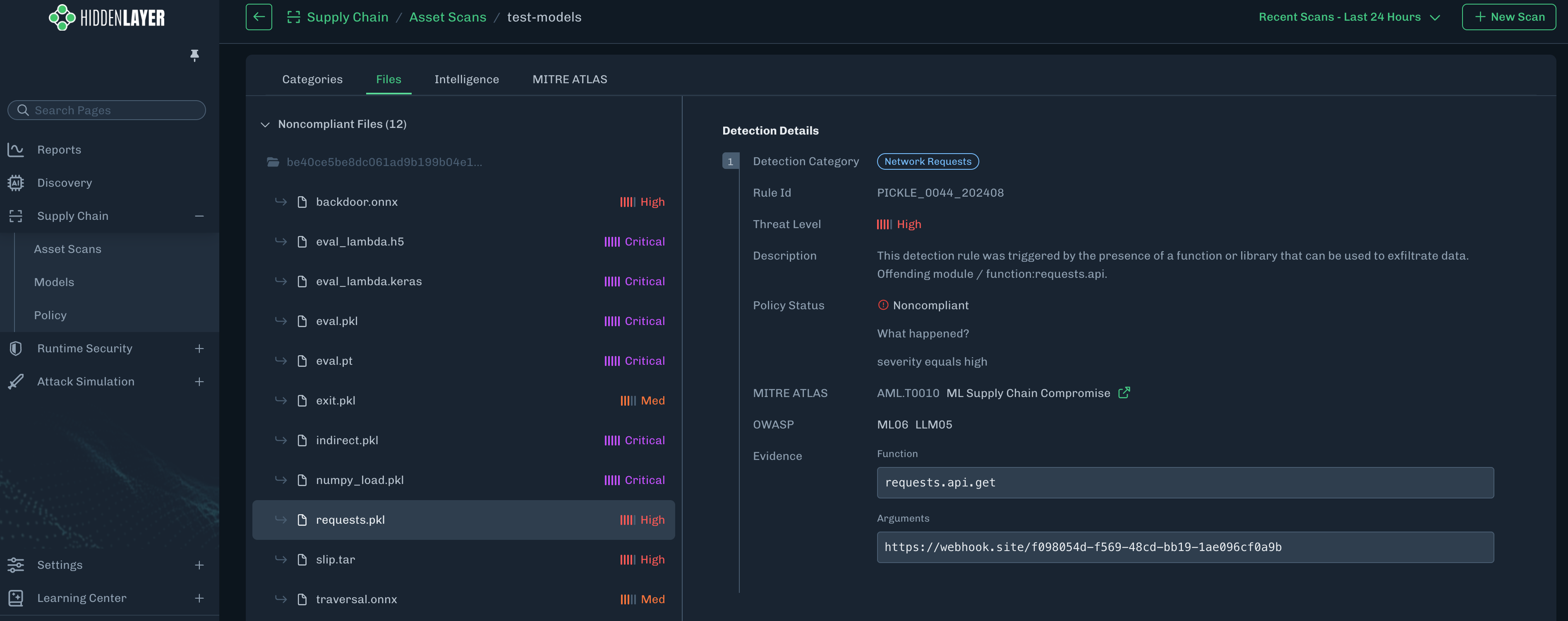 Supply Chain Detection Evidence