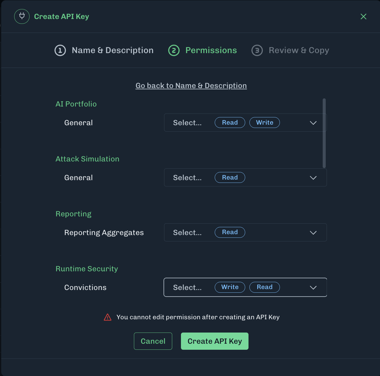 Select API Permissions