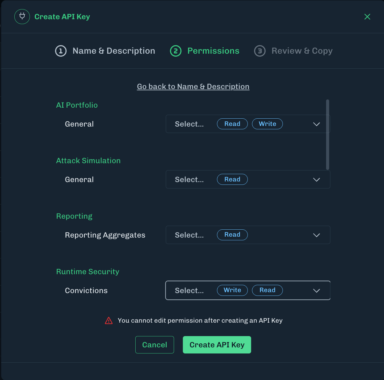 Select API Permissions
