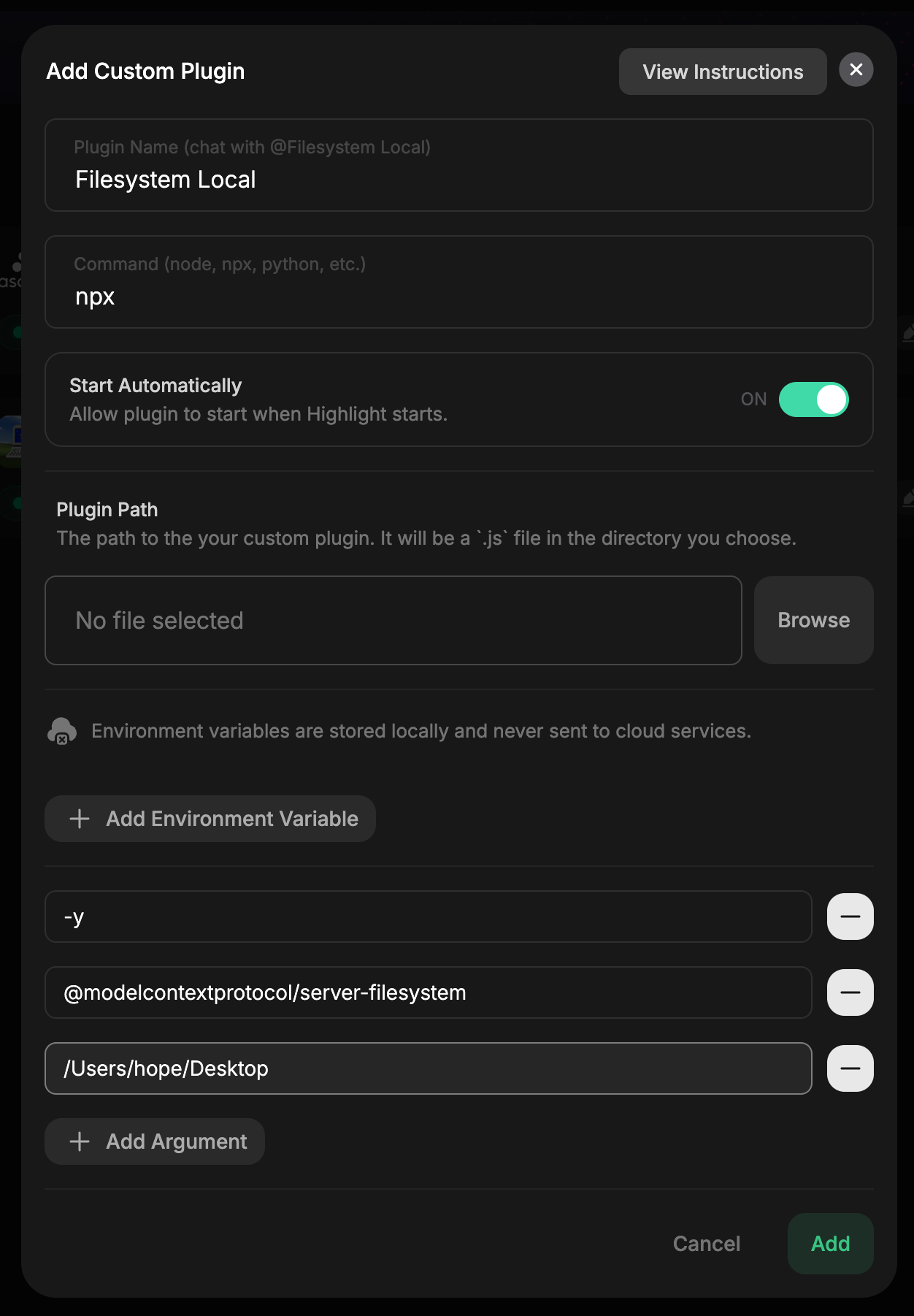 Filled Setup Example